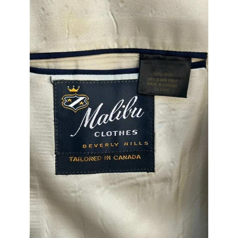 Malibu Clothes Beverly‎ Hills Navy Blue Gold Button Blazer Sport Coat Mens 42R